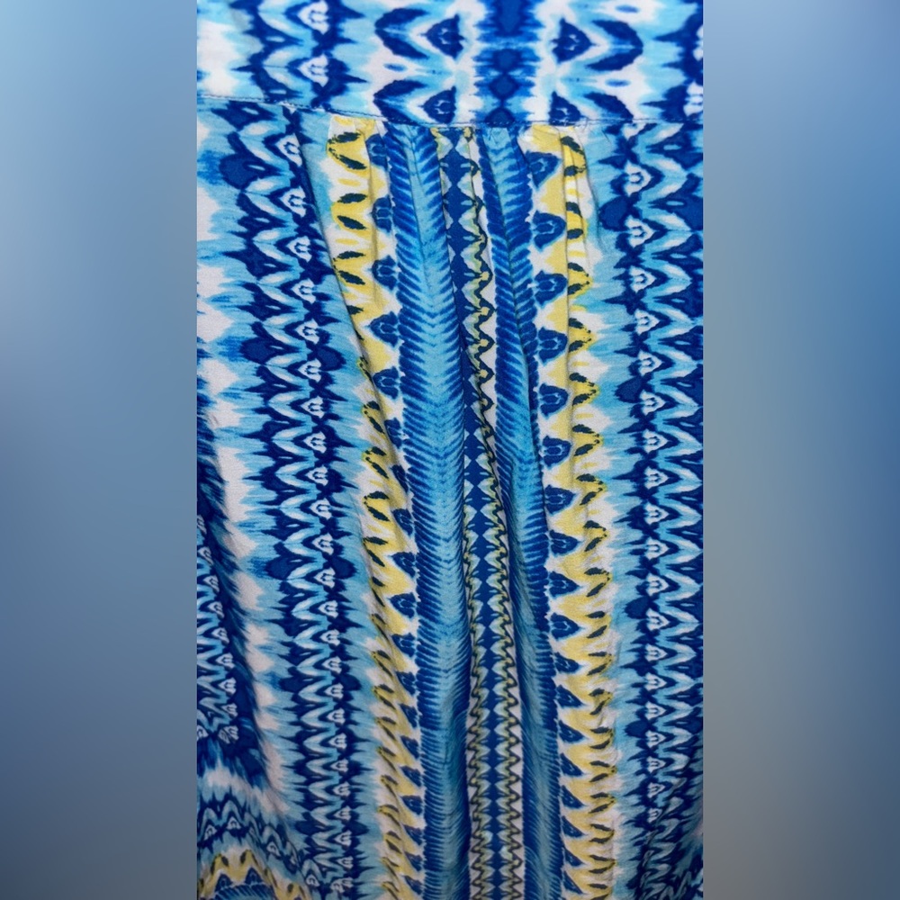Ruby Rd. Boho Blue And Yellow Patterned Blouse Kn… - image 5
